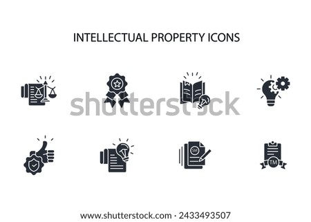 Intellectual property icon set.vector.Editable stroke.linear style sign for use web design,logo.Symbol illustration.