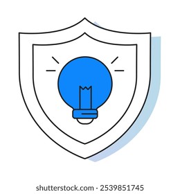 Symbol für geistiges Eigentum - Ein Schild mit einer Glühbirne im Inneren, das den Schutz von Ideen oder proprietärem Wissen symbolisiert