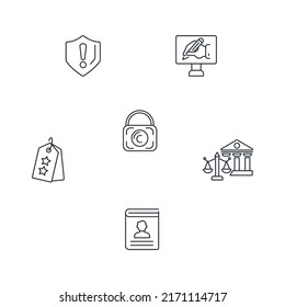 Symbole für geistiges Eigentum setzen. Paket mit Symbolen für geistiges Eigentum, Vektorelemente für Infografiken