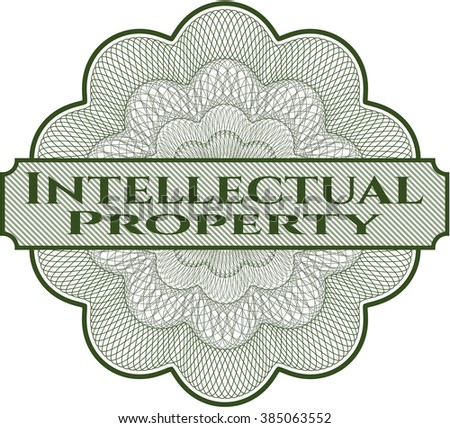 Intellectual property inside money style emblem or rosette