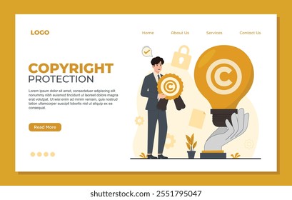 Intellectual property landing page template Copyright vector concept copyright illustration