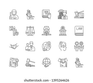Intellectual property law line icons, signs, vector set, outline illustration concept 