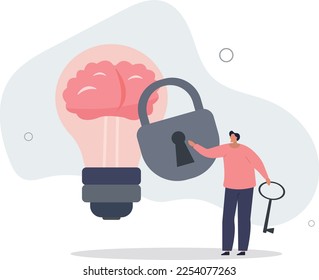 Intellectual property and legal copyright protection .Patent protection for new innovations, ideas and patents .Author security for information piracy threat.flat vector illustration.