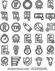 intellectual property in line icon style