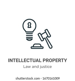 Intellectual property outline vector icon. Thin line black intellectual property icon, flat vector simple element illustration from editable law and justice concept isolated stroke on white background