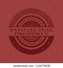 Intellectual property red emblem. Retro