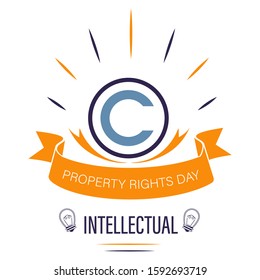 Intellectual property rights day, invention protection and copyright, isolated icon vector. International holiday, light bulb, unique idea patent. Creativity and science, education and knowledge