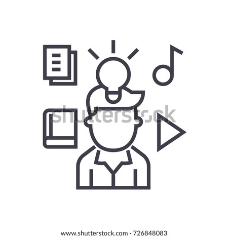 intellectual property rights vector line icon, sign, illustration on background, editable strokes