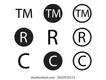  Intellectual Property Symbols Set copyright