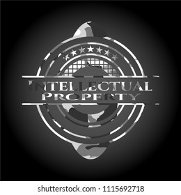 Intellectual property written on a grey camouflage texture