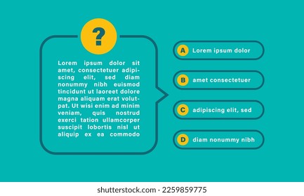 Intellectual quiz game with variants of answers. Design concept for test, exam, education and learning. Question and answers. Vector illustration.