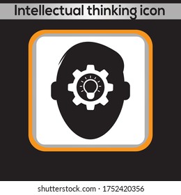 Intellectual thinking cog and lightbulb icon. vector graphics