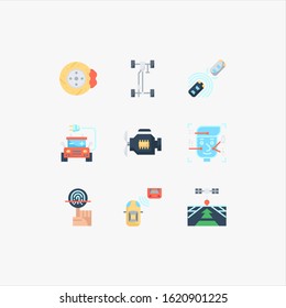 Intelligence automotive set icons illustration