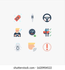 Intelligence automotive set icons illustration