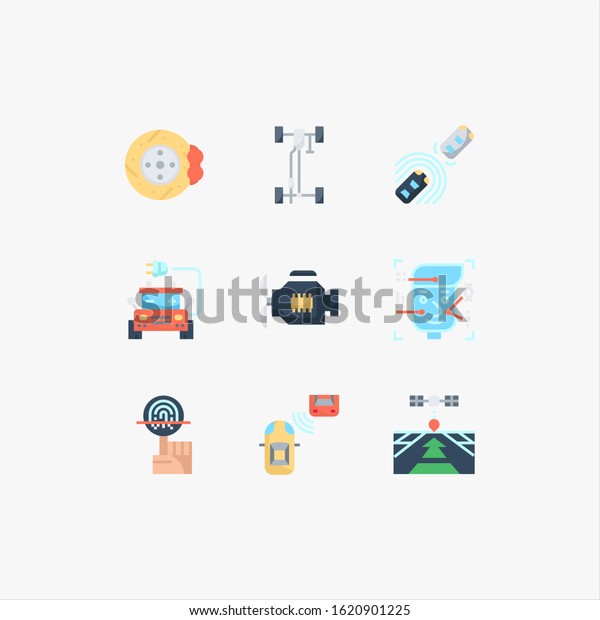 Intelligence automotive\
set icons\
illustration