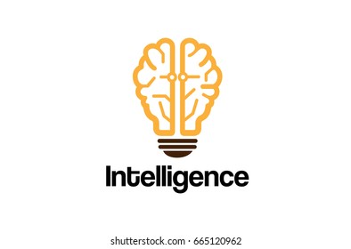 Intelligence Brain Lamp Symbol Logo Design Illustration