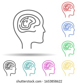 intelligence brain multi color style icon. Simple thin line, outline vector of new technologies icons for ui and ux, website or mobile application
