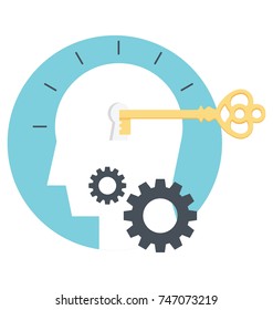 
Intelligence and brain vector icon, key of success, creative brain sign with key symbol
