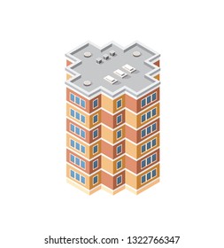 The intelligence building skyscraper architecture is an idea of technology business equipment flat style urban isometric illustration