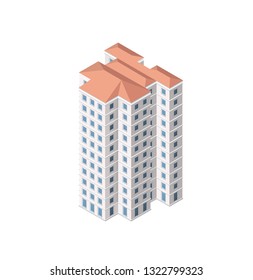 The intelligence building skyscraper architecture is an idea of technology business equipment flat style urban isometric illustration