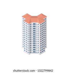 The intelligence building skyscraper architecture is an idea of technology business equipment flat style urban isometric illustration