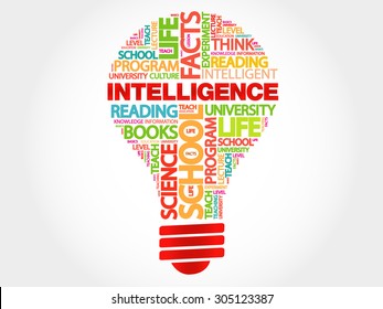 Intelligence bulb word cloud, business concept