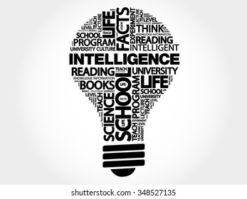 Intelligence bulb word cloud, business concept