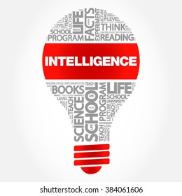 Intelligence bulb word cloud, business concept
