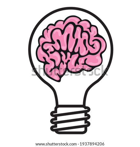 intelligence Concept. Lightbulb that contains a brain, idea symbol.