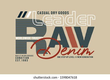 Intelligence Core and Raw Denim stylish t-shirt and apparel abstract design. Casual active generation. Vector print, typography, poster. Global swatches.