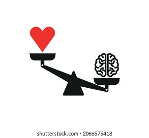 Intelligence, emotional balance concept. heart and brain. Love balance, mind, logic concept simple flat concept illustration. editable vector.