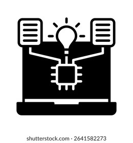 Intelligence glyph icon, use for machine learning, education, technology industry, UI, UX kit, app and web development, digital or print.