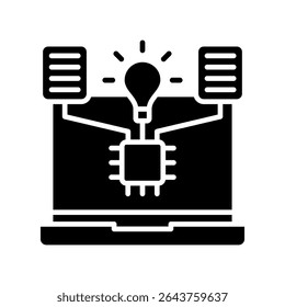 Intelligence glyph icon, use for machine learning, education, technology industry, UI, UX kit, app and web development, digital or print.