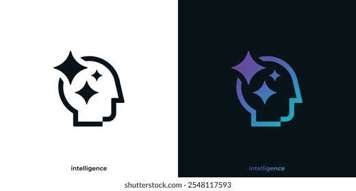 Intelligence Head Brain Tech Logo Design. Brain AI Logo, Icon Symbol, Vector, Design Template.