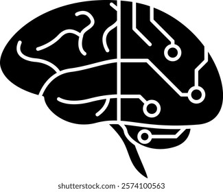 Intelligence Icon - Black Filled Style - Neuroscience Theme