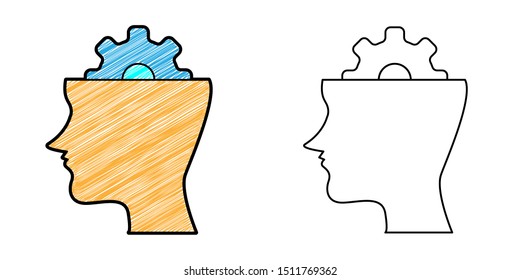 intelligence icon design vector with texture. editable outline for other style
