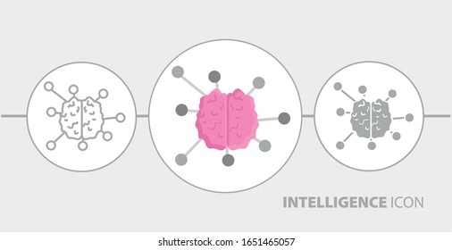 intelligence icon. Flat brain icon.