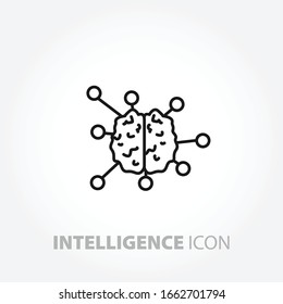 intelligence icon. line brain icon.