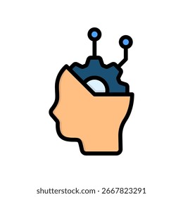 Ilustración vectorial de color lineal de icono de inteligencia
