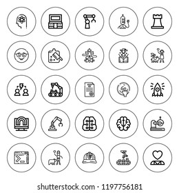 Intelligence icon set. collection of 25 outline intelligence icons with biologist, bionic, board, brain, brainstorming, chess piece, command, cap icons. editable icons.