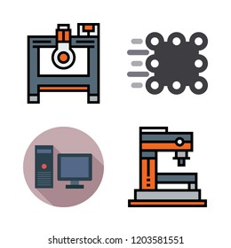 intelligence icon set. vector set about computer, industrial robot and match moving icons set.