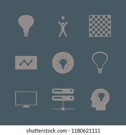 intelligence icon. intelligence vector icons set server, statistics, bulb and bulb head