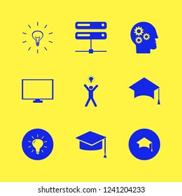 intelligence icon. intelligence vector icons set monitor, bulb, happy man bulb and graduation hat