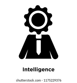 Intelligence icon vector isolated on white background, logo concept of Intelligence sign on transparent background, filled black symbol