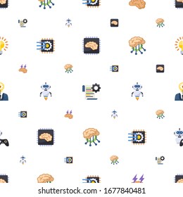 intelligence icons pattern seamless. Included editable flat Artificial Intelligence, Self-learning, Brain storm, Machine learning icons. intelligence icons for web and mobile.