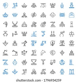 intelligence icons set. Collection of intelligence with industrial robot, robot, hologram, brain, dolphin, creative, chess piece, mind. Editable and scalable intelligence icons.