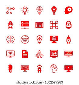 intelligence icons set with server, strategy and computer vector set