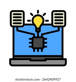 Icono de color de contorno de mini ilustración de inteligencia, uso para aprendizaje automático, educación, industria tecnológica, interfaz de usuario, kit de UX, App y desarrollo de Web, digital o impreso.