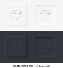 intelligence neumorphic style vector icon, robot, love icon - Vector. Artificial intelligence neumorphic style vector icon