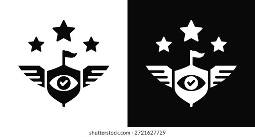 Icono de oficial de inteligencia estilo de fondo blanco y negro